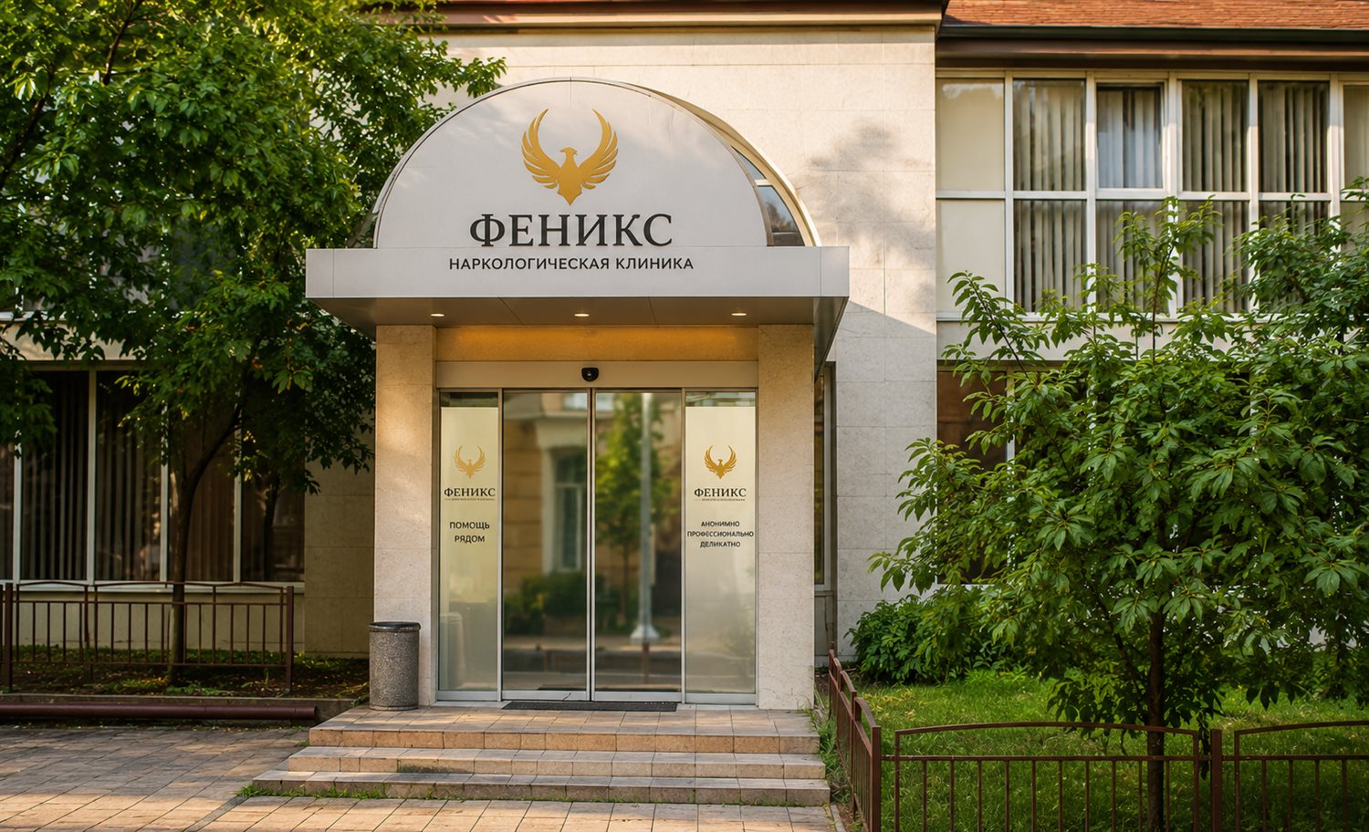 Вход в наркологическую клинику «Феникс» в Ангарске